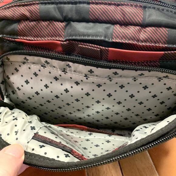 LUG Black & Red Buffalo Plaid Nylon MINI RANGER Crossbody Organizer - Picture 8 of 16